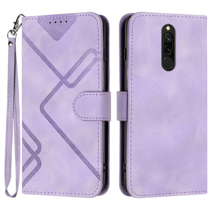 Light purple leather wallet phone case with wrist strap and card slot, folio cover