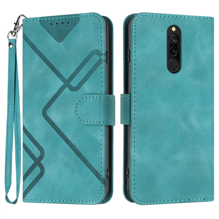 Light blue leather wallet phone case with wrist strap and card slot, folio cover