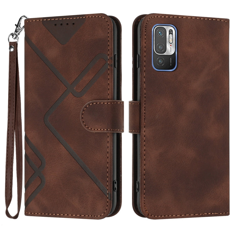 Brown leather phone case with wrist strap, folio cover and diagonal X design
