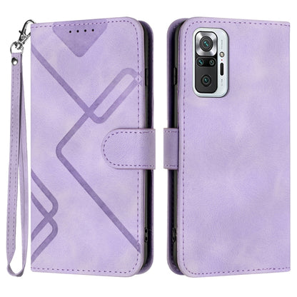 Light purple leather phone case with geometric pattern, flip cover, wrist strap, camera cutout