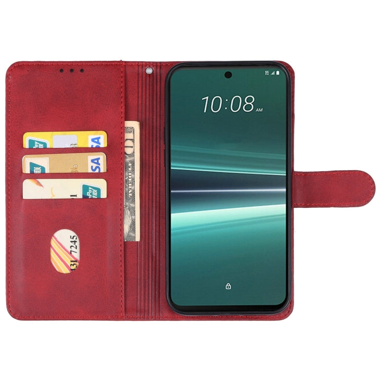 Red leather wallet phone case with card pockets and fold-out stand