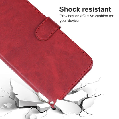 Red leather folio phone case with stitched flap and corner protection