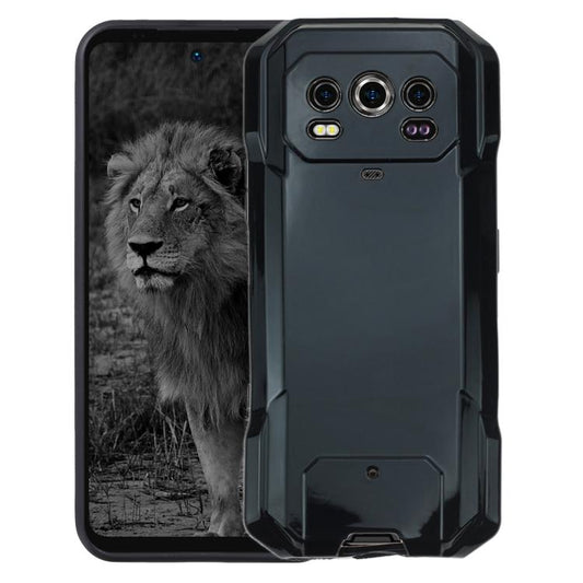 Rugged TPU phone case in dark blue-black with raised corners and camera cutouts