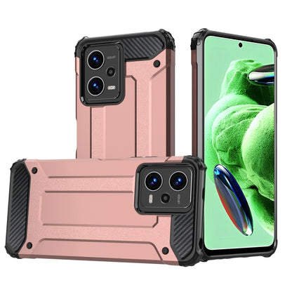 Rugged hybrid phone case in pink and black with raised camera and shock corners