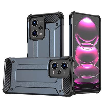 Rugged armored phone case with raised camera covers, two-piece TPU+PC design, grey