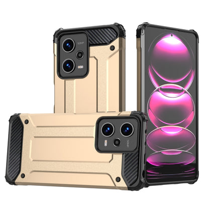 Rugged hybrid phone case in beige and black with textured grip and camera cutouts