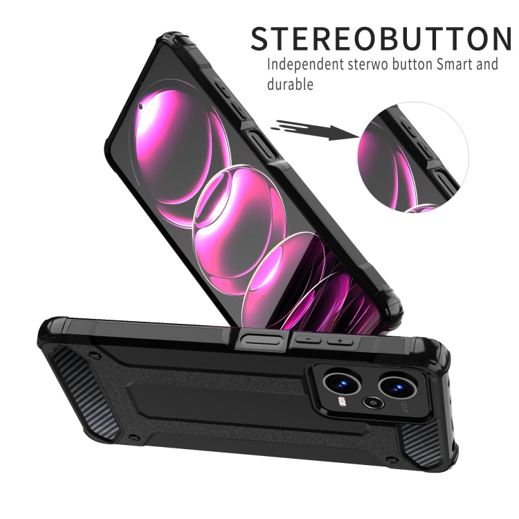 Rugged black phone case with side buttons and textured edge protection