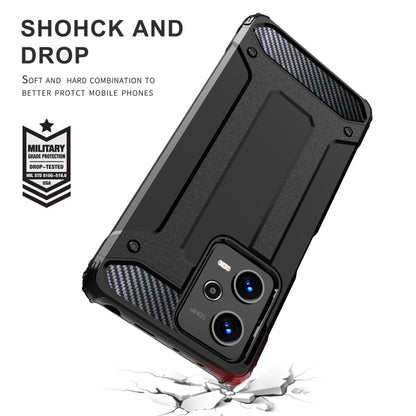 Shockproof black phone case with textured back panel and camera opening