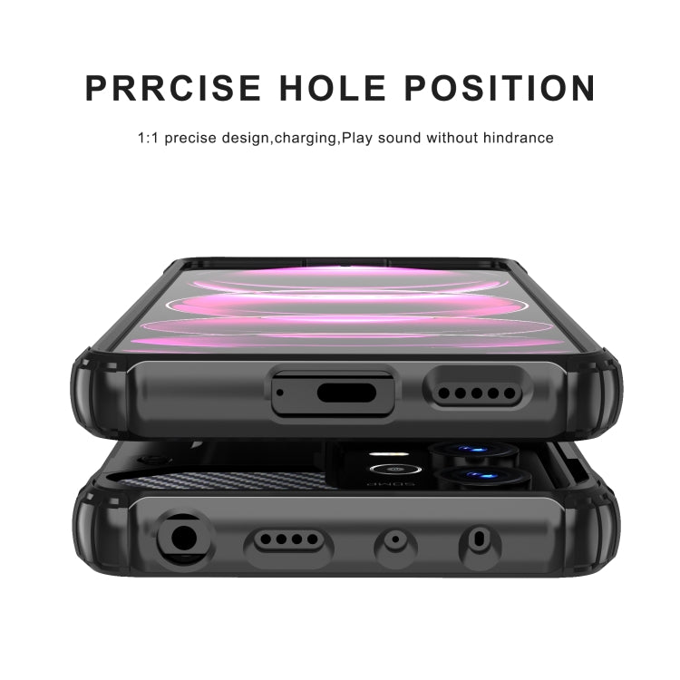 Black phone case showing bottom port cutouts and raised lip around the display