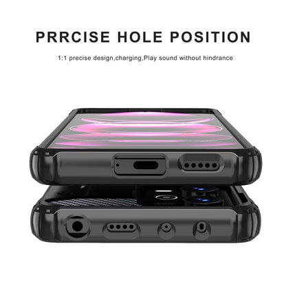 Black phone case showing bottom port cutouts and raised lip around the display