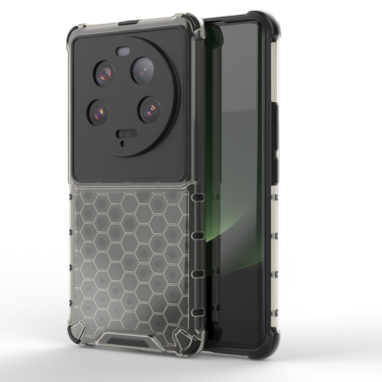 Shockproof honeycomb phone case with black TPU sides and hex-pattern back