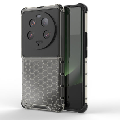 Shockproof honeycomb phone case with black TPU sides and hex-pattern back