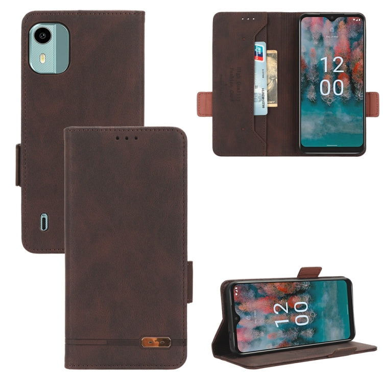 Brown magnetic clasp leather phone case with folio cover and card slot pockets