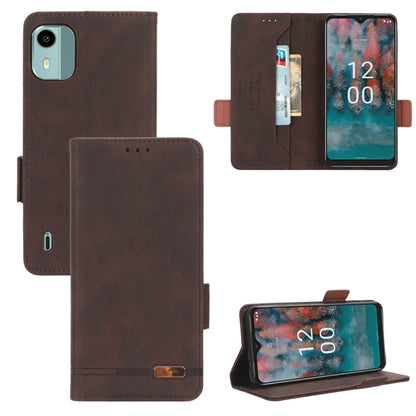 Brown magnetic clasp leather phone case with folio cover and card slot pockets