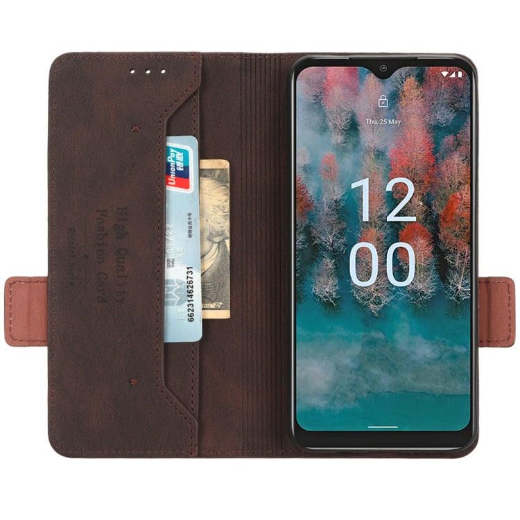 Brown magnetic clasp leather phone case with inner card slots and open folio