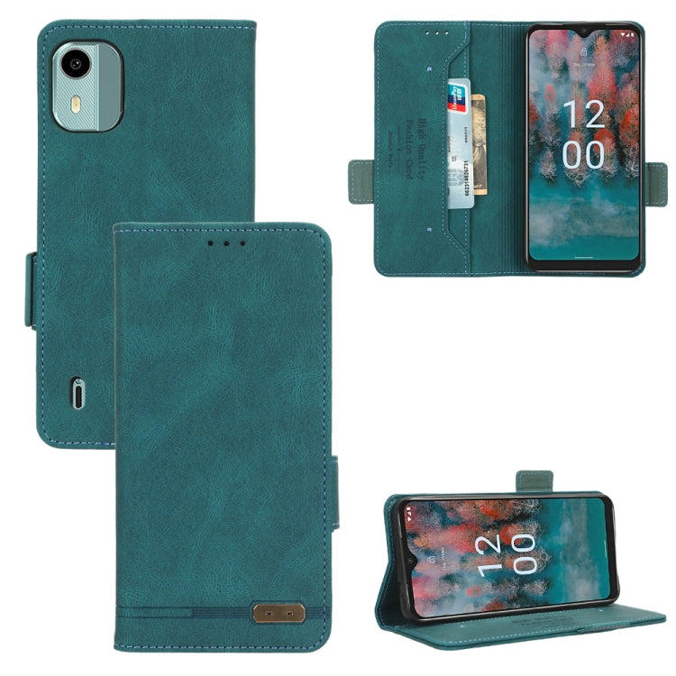 Teal magnetic clasp leather phone case with folio cover and card slot pockets