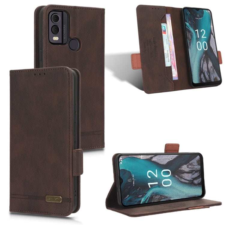 Brown magnetic clasp leather phone wallet case with card slots and flip cover