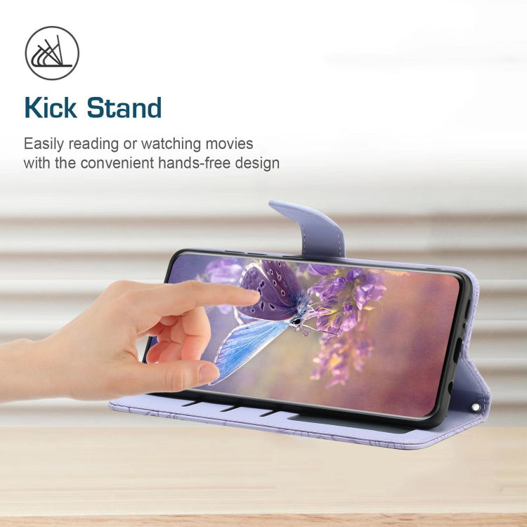 Butterfly-embossed flip phone case with kickstand for landscape viewing