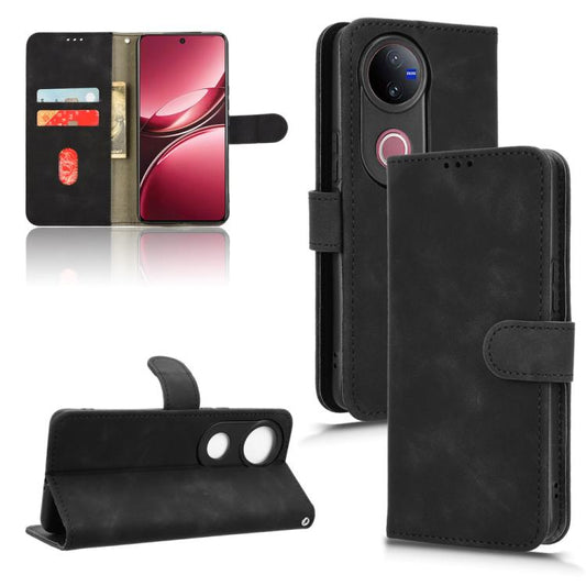 Black magnetic flip leather phone case with card slots and front stand flap