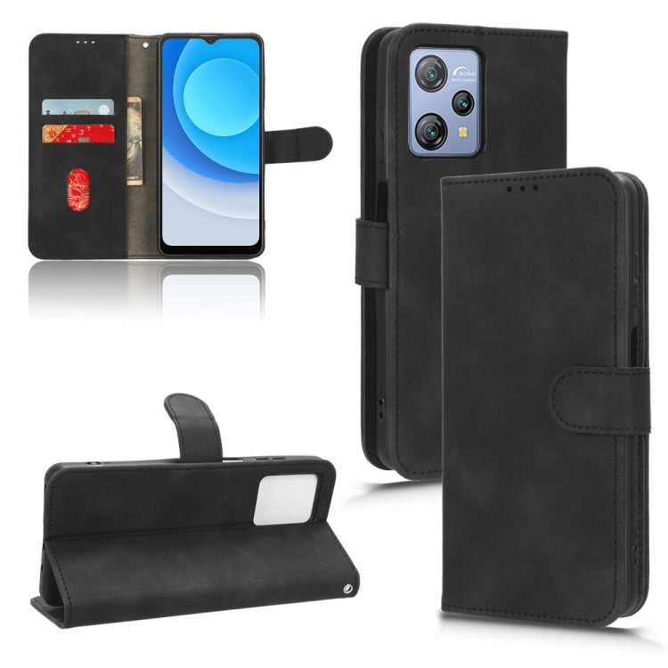 Black magnetic flip leather phone case for Blackview A53 Pro, open wallet view