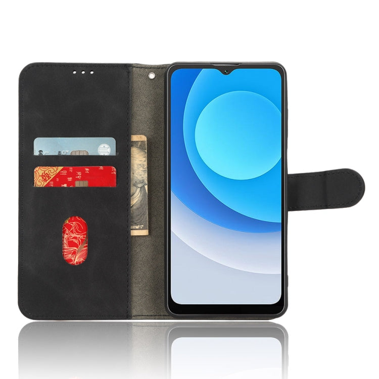Black magnetic flip leather phone case for Blackview A53 Pro, open with card slots