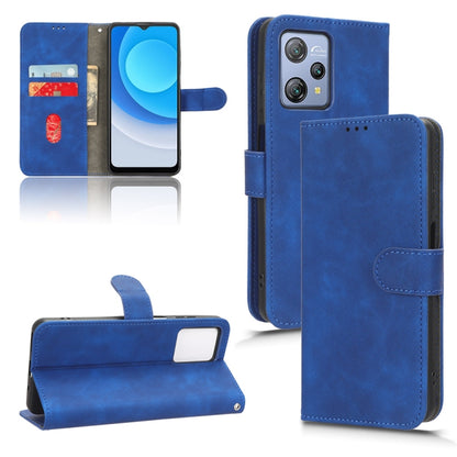 Blue magnetic flip leather phone case for Blackview A53 Pro, front and open wallet view