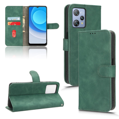 Green magnetic flip leather phone case for Blackview A53 Pro, front and open wallet view