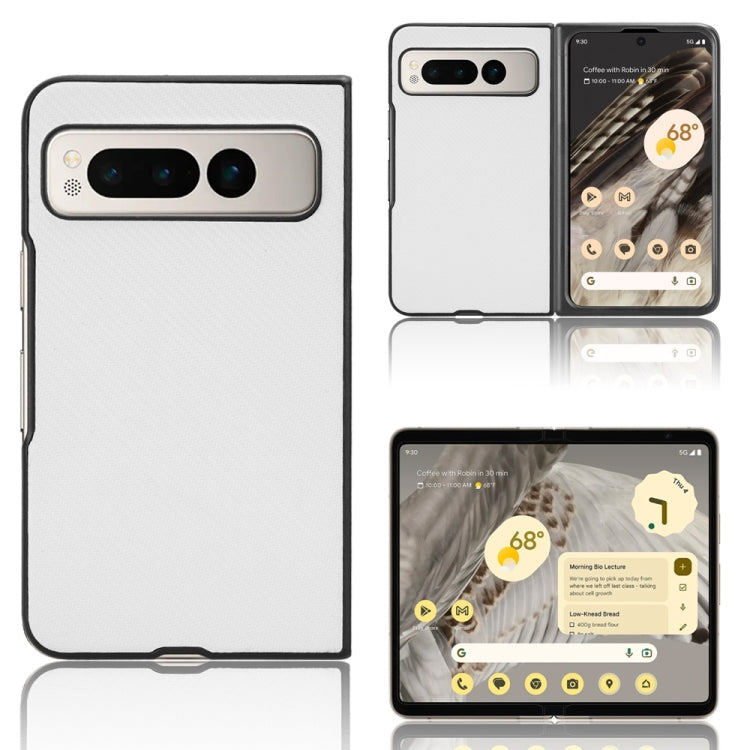PU leather fold phone case with textured finish, white, front and back with camera cutouts