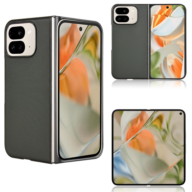 PU leather fold phone case with textured finish, black, front and back views with camera cutouts