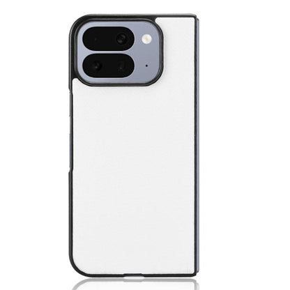 White PU leather phone case with raised camera cutout and side buttons