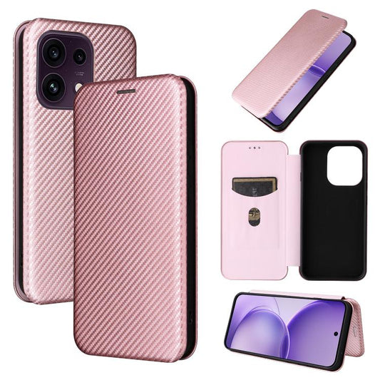 Pink flip phone case with carbon-fiber texture, folio cover and camera cutouts