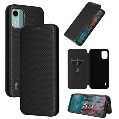 Carbon fiber textured flip phone case with card slot; dark black and gray.
