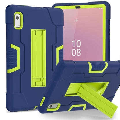 Navy blue tablet case with lime green stand holder for tablet, shockproof design