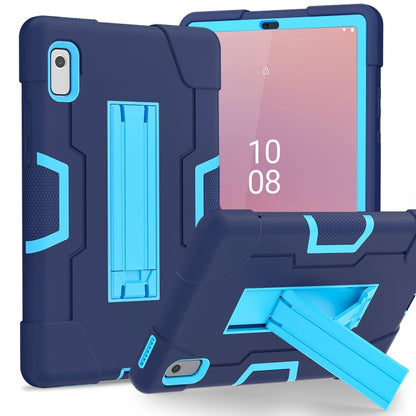 Navy blue tablet case with light blue stand holder for tablet, shockproof design