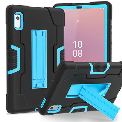 Black tablet case with light blue stand holder for tablet, shockproof design