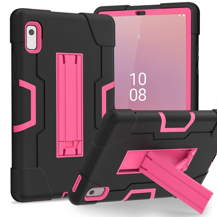 Black tablet case with pink stand holder for tablet, shockproof design