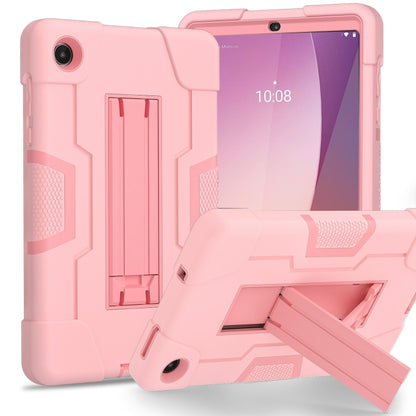 Light pink silicone hybrid tablet case with rose contrast stand and holder