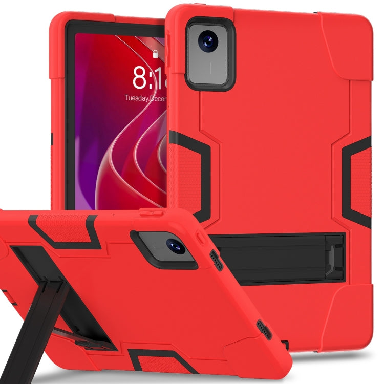 Red silicone hybrid tablet case with stand and contrast holder