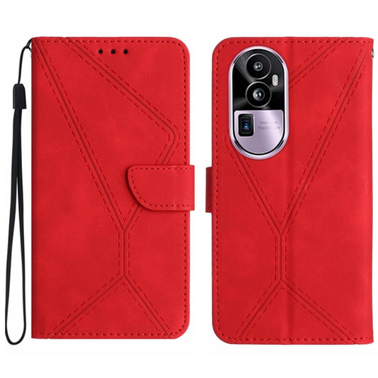 Red leather-style folio phone case with embossed stitching and front flap