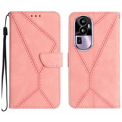 Pink leather-style folio phone case with embossed stitching and front flap