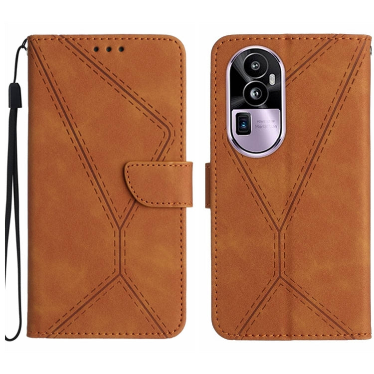 Brown leather-style folio phone case with embossed diagonal stitching and flap