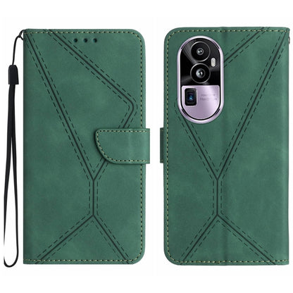 Green leather-style folio phone case with embossed stitching and front flap