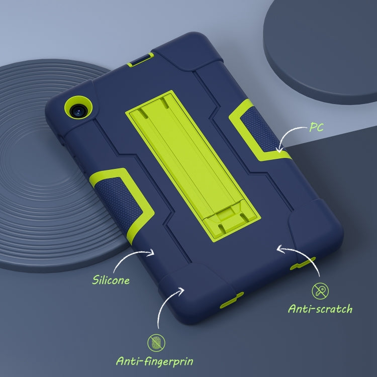 Navy silicone tablet case with lime trim, anti-scratch and anti-fingerprint texture