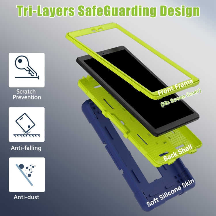 Navy tablet case with lime edges, tri-layer protection design and no screen cover