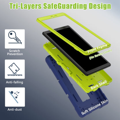 Navy tablet case with lime edges, tri-layer protection design and no screen cover