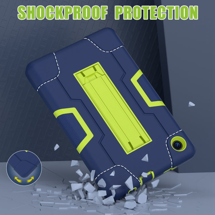 Navy shockproof tablet case with lime accents and textured grip areas