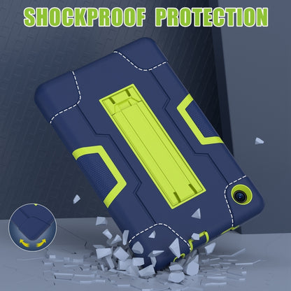Navy shockproof tablet case with lime accents and textured grip areas