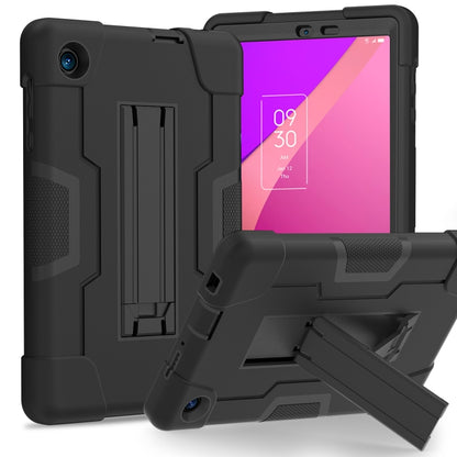 Black tablet case with gray accents, built-in kickstand and port access cutouts