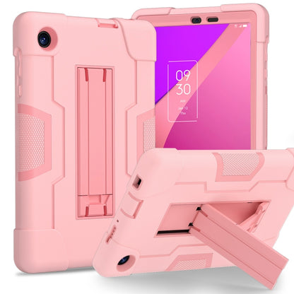 Pink rugged tablet case with stand and detachable holder, silicone PC hybrid