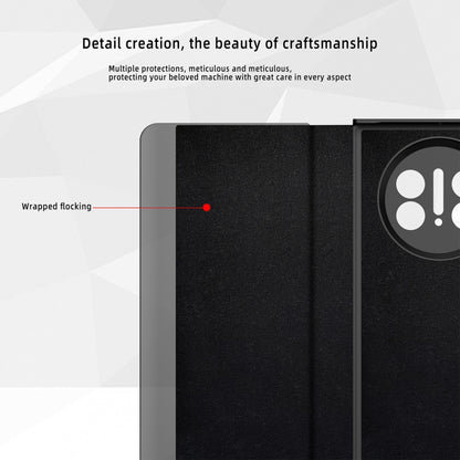 Black leather interior lining detail on foldable magnetic side window phone case